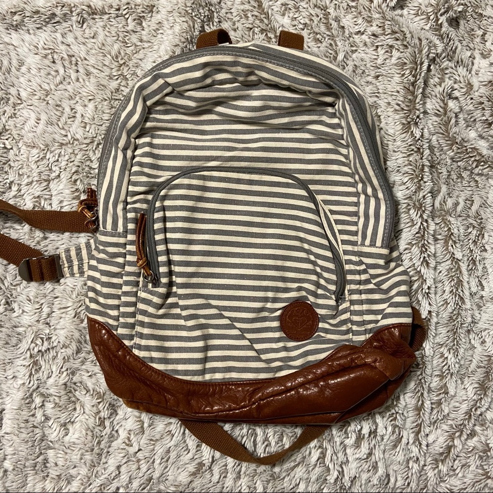 roxy striped backpack with leather material